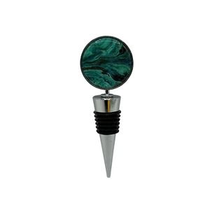Fluid Art Wine Stopper Epoxy Green Blue Swirl